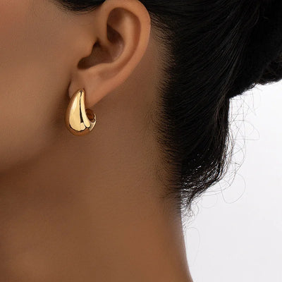 Vintage Chunky Dome Drop Earrings Gold Plated Stainless - Smarsty