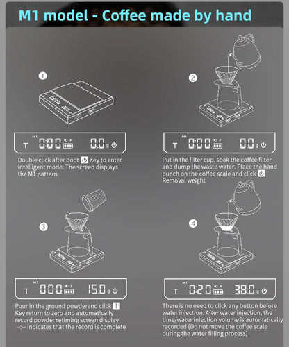 AliKisscafe Coffee Scale Digital Weight Electronic Kitchen Measuring Scales 0.1g High Precision Espresso Accessory Barista Tool