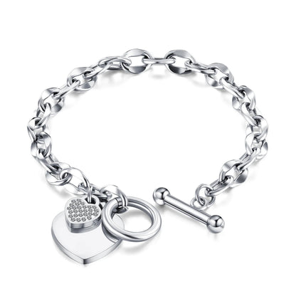 Stainless Steel Couple Bracelet With Heart Pendant - Smarsty