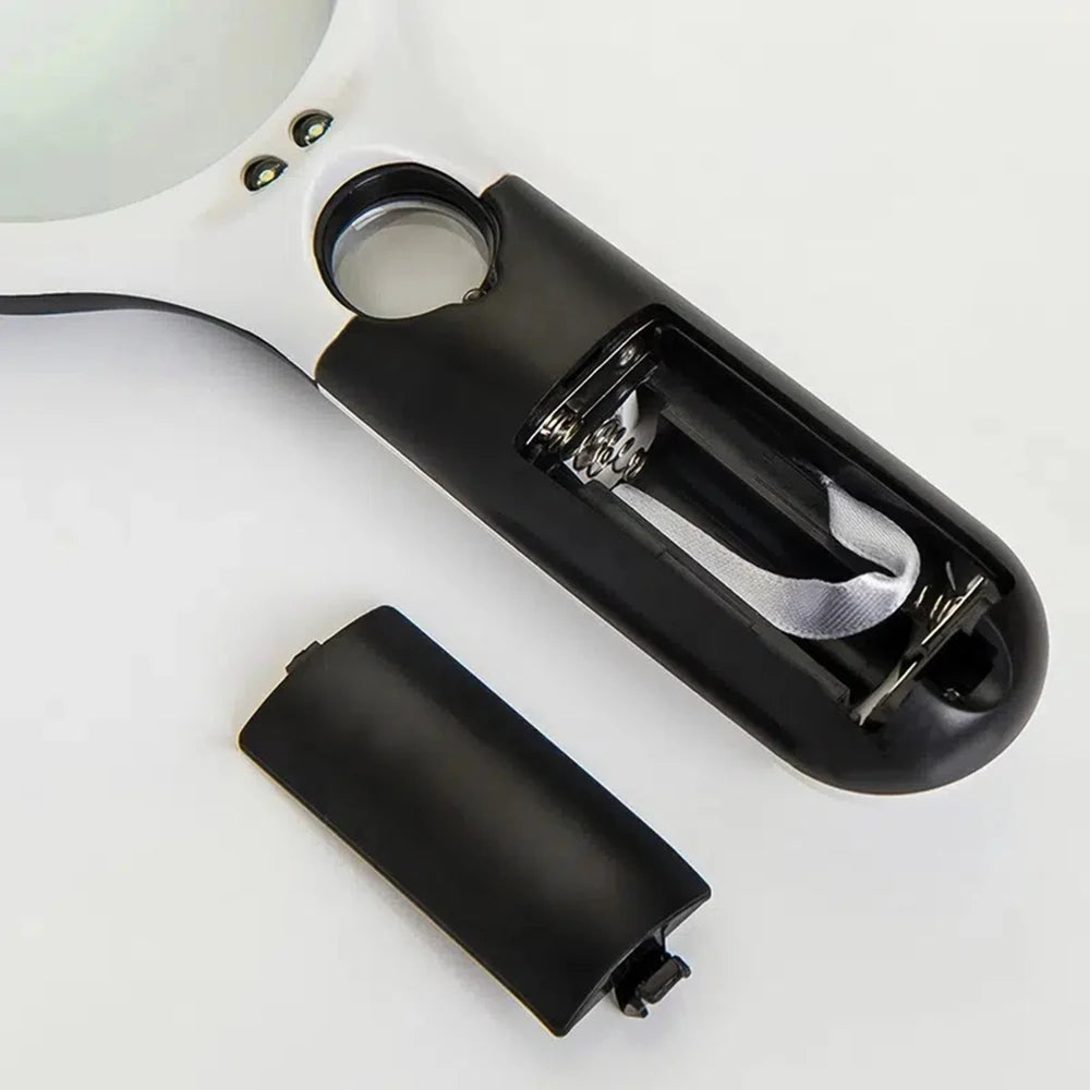 White Magnifying Glass Handheld 45X Magnifier With 3 LED Light For Reading Magnifying Glass Jewelry Loupe - Smarsty