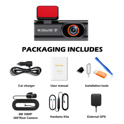 4K Dash Cam Ultra HD Car Front Night Vision Parking - Smarsty