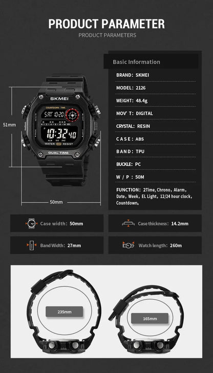 Skmei 2126 Waterproof Digital Sports Watch for Men - Smarsty