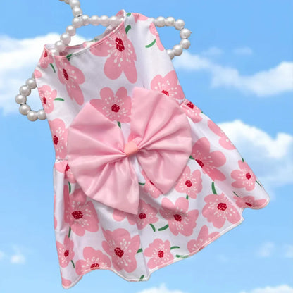 Summer Floral Dog Dress with Bow for Puppies - Smarsty