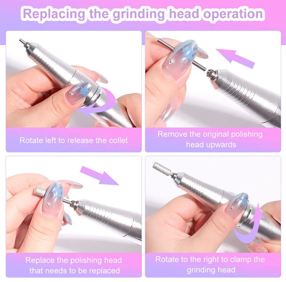 Professional 45000RPM Electric Nail Drill Machine Portable Manicure Tool - Smarsty