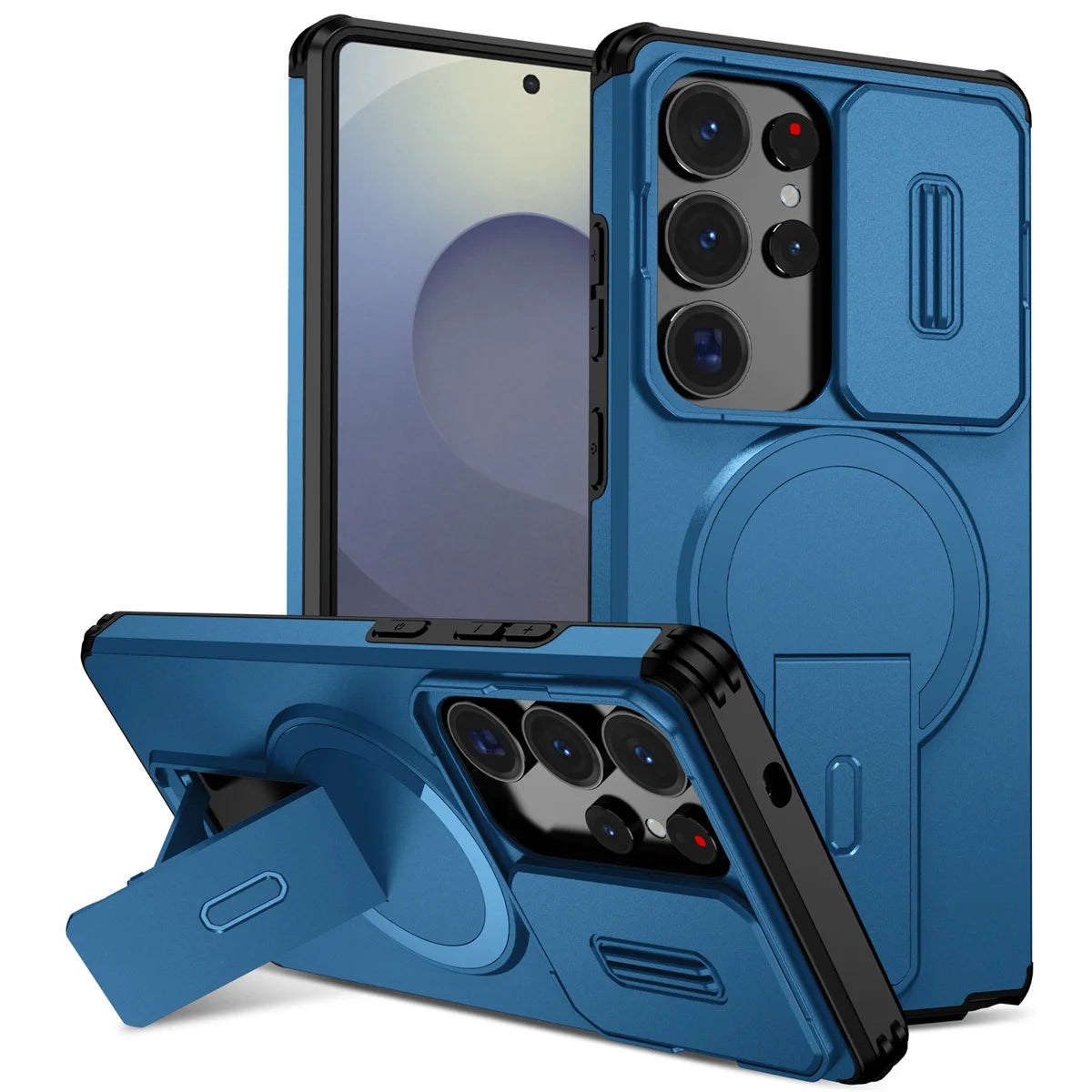 Lens Protect Camera Phone Case for Samsung S25 FE S24 S23 Ultra S22 Plus A17 A36 A56 A16 A15 A35 A55 Magnetic Kickstand Cover
