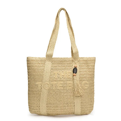 French Style Large Capacity Woven Straw Tote Bag For Women - Smarsty