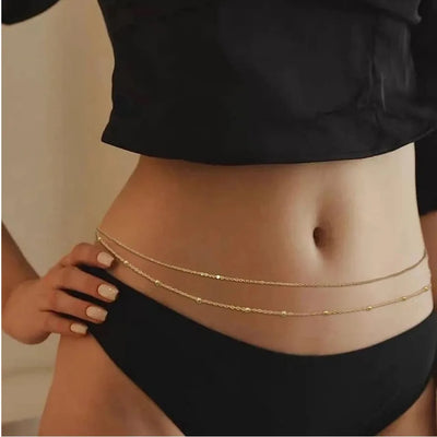 Girls Gold Beaded Belly Chain for Beach Fashion - Smarsty