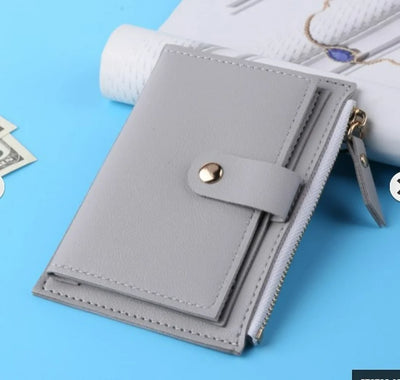 Women Wallets PU Leather Female Purse Mini Hasp Solid Multi-Cards Holder Coin Short Wallets Slim Small Wallet Zipper Hasp - Smarsty