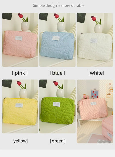 Embroidery Large-Capacity Cosmetic Bag Waterproof Portable Storage Bag Travel Makeup Pouch - Smarsty