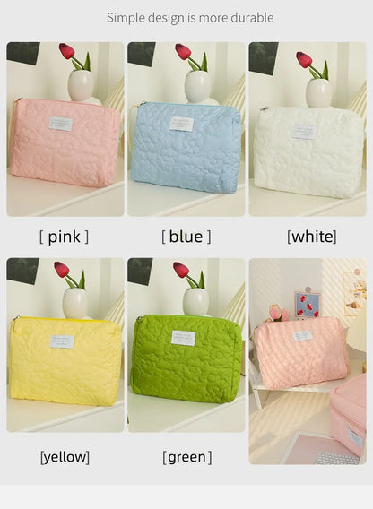 Embroidery Large-Capacity Cosmetic Bag Waterproof Portable Storage Bag Travel Makeup Pouch - Smarsty