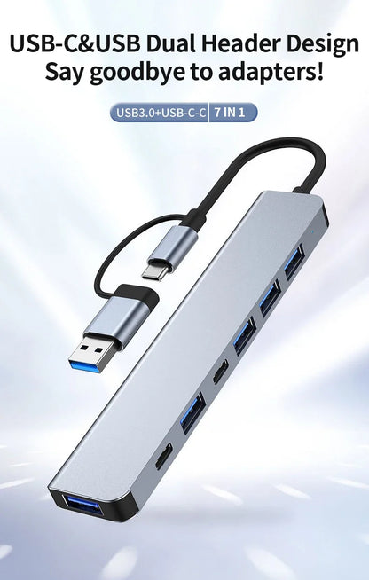 Premium USB C Hub 7 In 1 Multiport Adapter MacBookPro