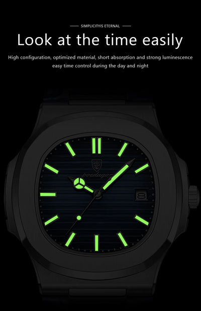 Luxury Waterproof Square Men's Quartz Watch with Luminous Dial - Smarsty