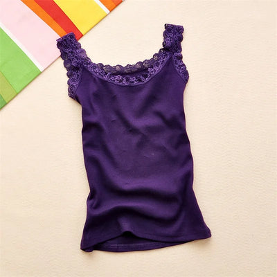 Black Tops Summer Sleeveless Women Tank Top With Lace Top Red Inside Wear Lace Camisoles Loose Underwear Womens Clothing Vest - Smarsty