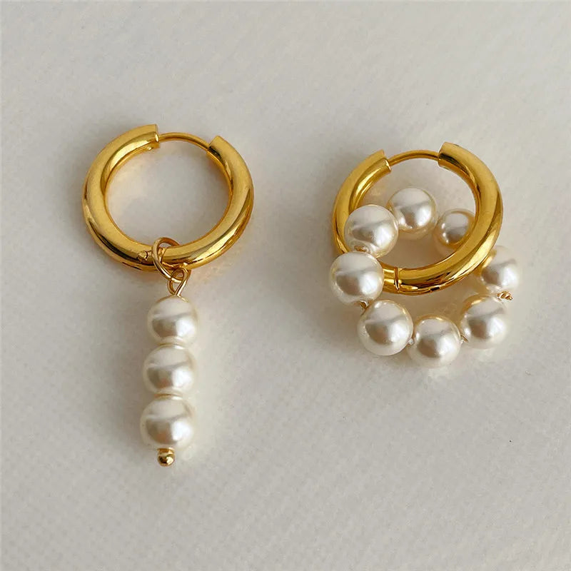 Fashion Metal Pearl Drop Earrings for Women Stylish Jewelry - Smarsty