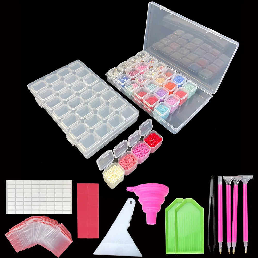 28 Grids Diamond Painting Storage Box with Funnel - Smarsty