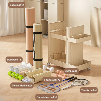 Gym Equipment Holder with Wheels Sports Equipment Storage Rack Yoga Mat Storage Basket Fitness Equipment Sports Tools Organizer by Smarsty