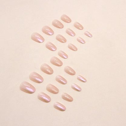 24 Piece Short French Minimalist Glitter Nail Set - Smarsty