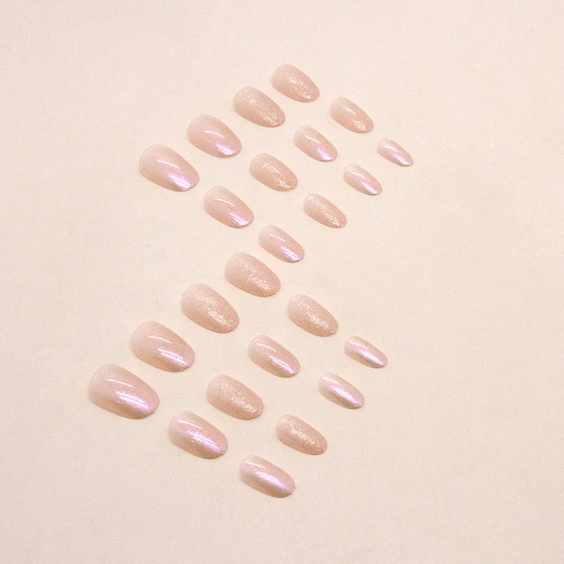 24 Piece Short French Minimalist Glitter Nail Set - Smarsty
