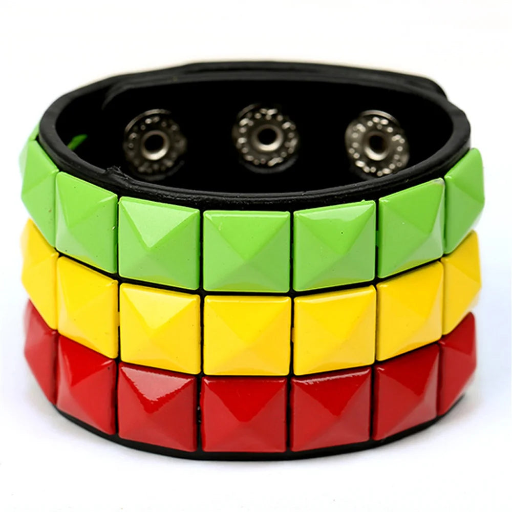Unisex PU Leather Punk Bracelet With Spikes And Skull - Smarsty