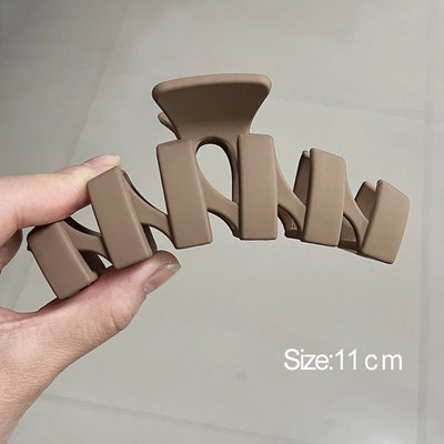 Korean Coffee Beige Acrylic Geometric Hair Claw Clip Large - Smarsty