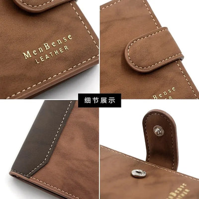 Men's Wallet with Hasp Business Card Holder Case Male Short Purse PU Leather Money Bag for Men Credit Card Wallets - Smarsty