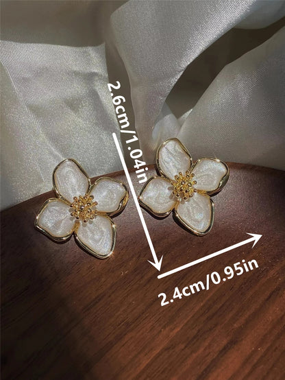 Hibiscus Flower Stud Earrings Romantic Vintage Gift - Smarsty