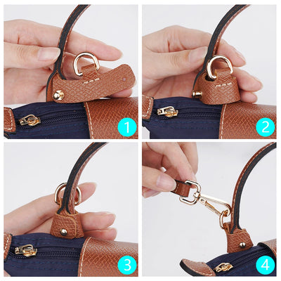 1 Set Bag Strap For Longchamp Mini Punch-free Genuine Leather Shoulder Strap Set Transformation Crossbody Strap Bag Accessories - Smarsty