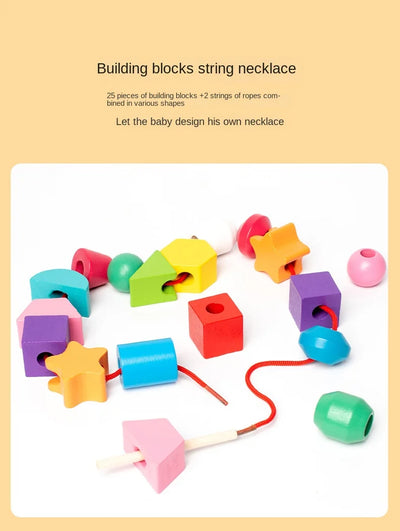 Montessori Wooden Toys Color Shape Matching Puzzle Game Colorful Beaded Color Cognition Early Educational Toys Gift for Children - Smarsty