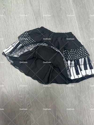 Spring Black White Spliced Women Short Skirt 2025 Y2k Slim Design Harajuku Mini Skirt Female Empire Korea Style Chic Piano Skirt - Smarsty