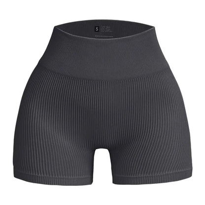 High-waisted Yoga Pant For Women, Designed To Lift And Shape, Tight-fitting With Solid Color And Ribbed Texture, Sports  Shorts - Smarsty