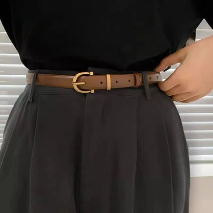 Mens Vintage PU Leather Belt with Classic Buckle - Smarsty