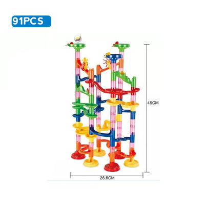 Marble Run Race Track Building Blocks Kids 3D Maze Ball Roll Toy DIY Marble Run Race Coaster Set 80/105/109/133pc Christmas Gift - Smarsty