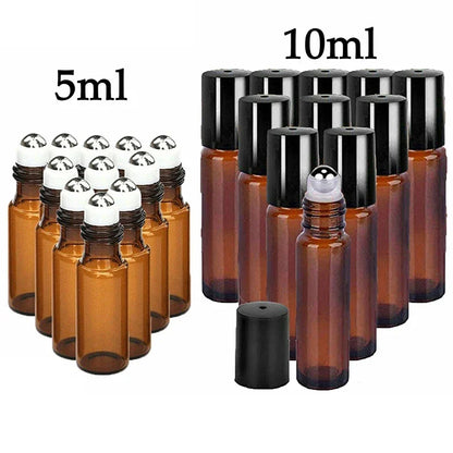 10 Pack Amber Glass Roll On Bottles for Essential Oils - Smarsty