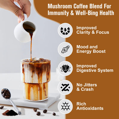 Mushroom Coffee 10 Mushroom Extract - Lion's Mane, Cordyceps, Reishi, Turkey Tail, Chaga, Maitake for energy and immune support - Smarsty