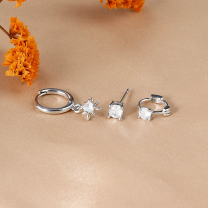 3 Piece Stainless Steel Star Drop Earrings Set for Women - Smarsty