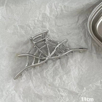 Silver Heart Hair Claw Clip Large Elegant Hold For Women - Smarsty