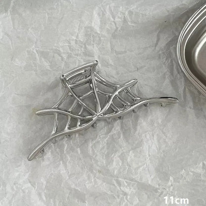 Silver Heart Hair Claw Clip Large Elegant Hold For Women - Smarsty