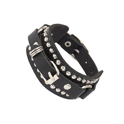 Punk Dark PU Chain Bracelet Multi Layered Fashion Jewelry - Smarsty