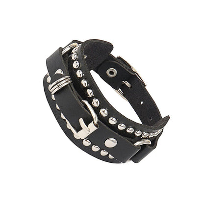 Punk Dark PU Chain Bracelet Multi Layered Fashion Jewelry - Smarsty