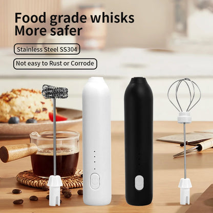 HOT  Electric Milk Frother + Egg Beater Wireless Type-C Charging 3 Speeds Mini Handheld Foam Maker Coffee Whisk Cooking Tools - Smarsty