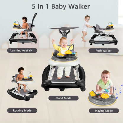 Baby Walkers With Universal Wheel Anti-Roll Anti O-Leg Walker Handcart Learning Start Walker Foldable Multifunction