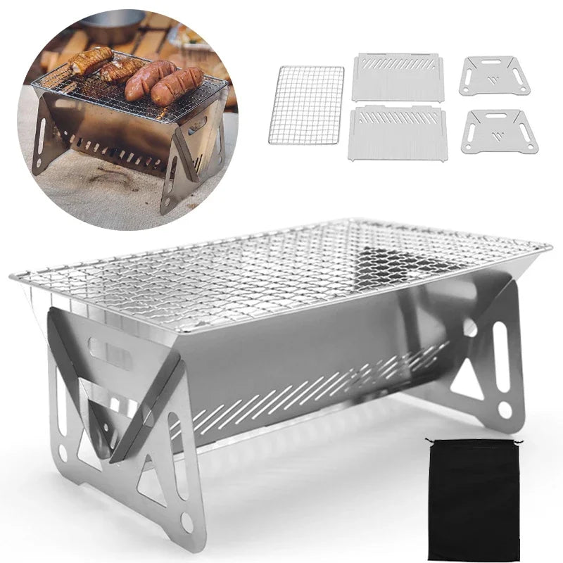 Portable Folding BBQ Grill for Camping and Outdoor Cooking - Smarsty