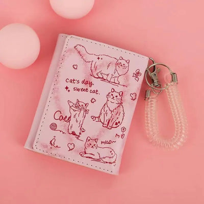New Women Wallets Female Leather Purses Card Holders Graffiti Cat Portable Coin Purse Large Capacity Money Bag - Smarsty