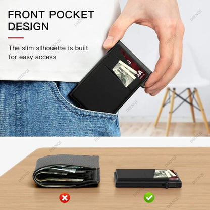 Anti-theft Cards Protectors Card Holder Minimalist Smart Wallet RFID Protection Aluminum Metal Box Cardholder Case Porte Carte - Smarsty