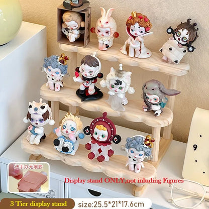 Wooden Display Riser Stand Organizer Shelf Stand for Toys and Dolls Figure Display Cabinet Cute Dolls Storage Rack Decoration by Smarsty