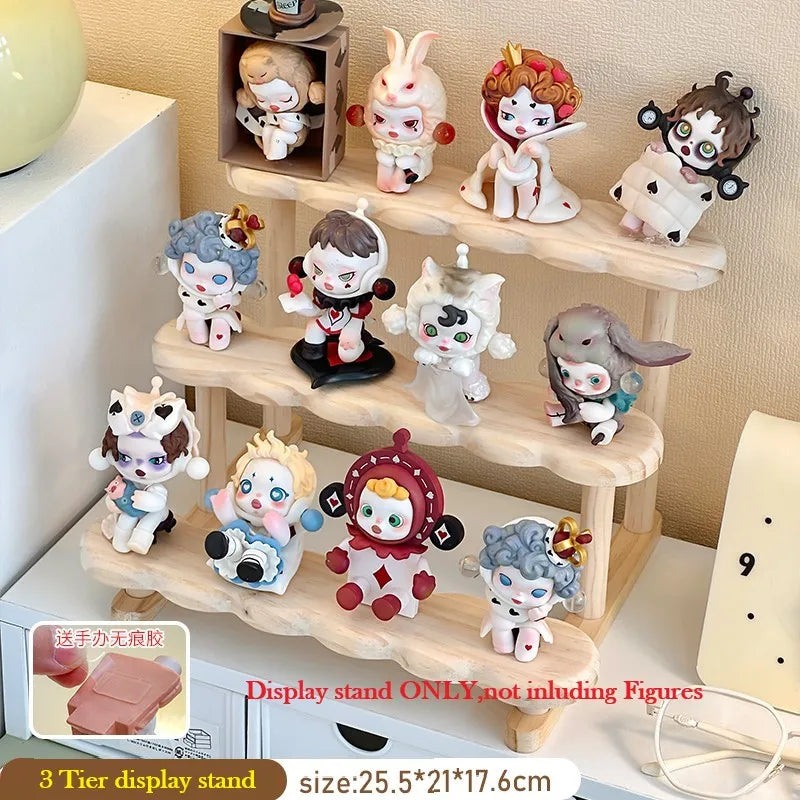Wooden Display Riser Stand Organizer Shelf Stand for Toys and Dolls Figure Display Cabinet Cute Dolls Storage Rack Decoration by Smarsty