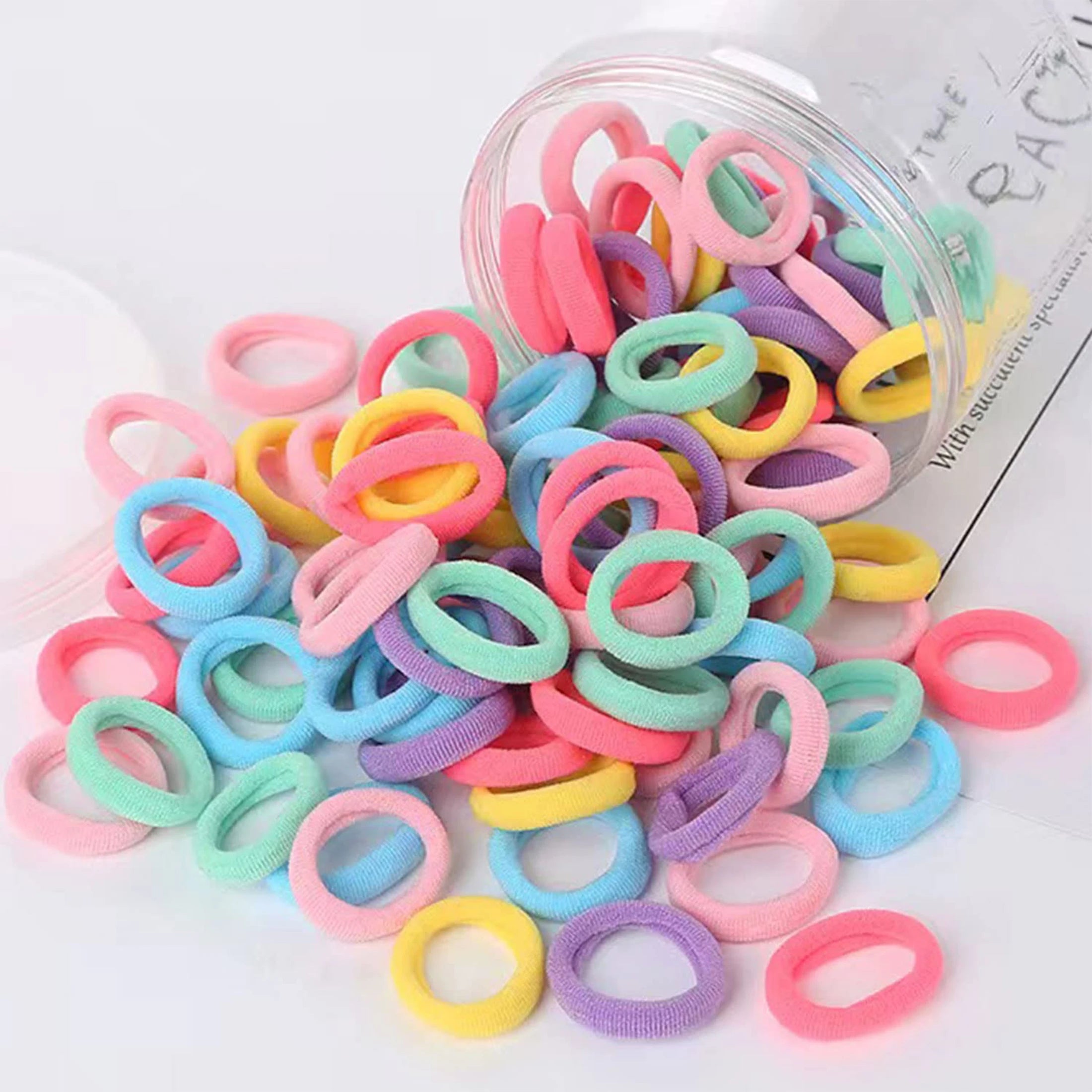 100 Soft Seamless Hair Ties Multicolor Gentle Holders - Smarsty