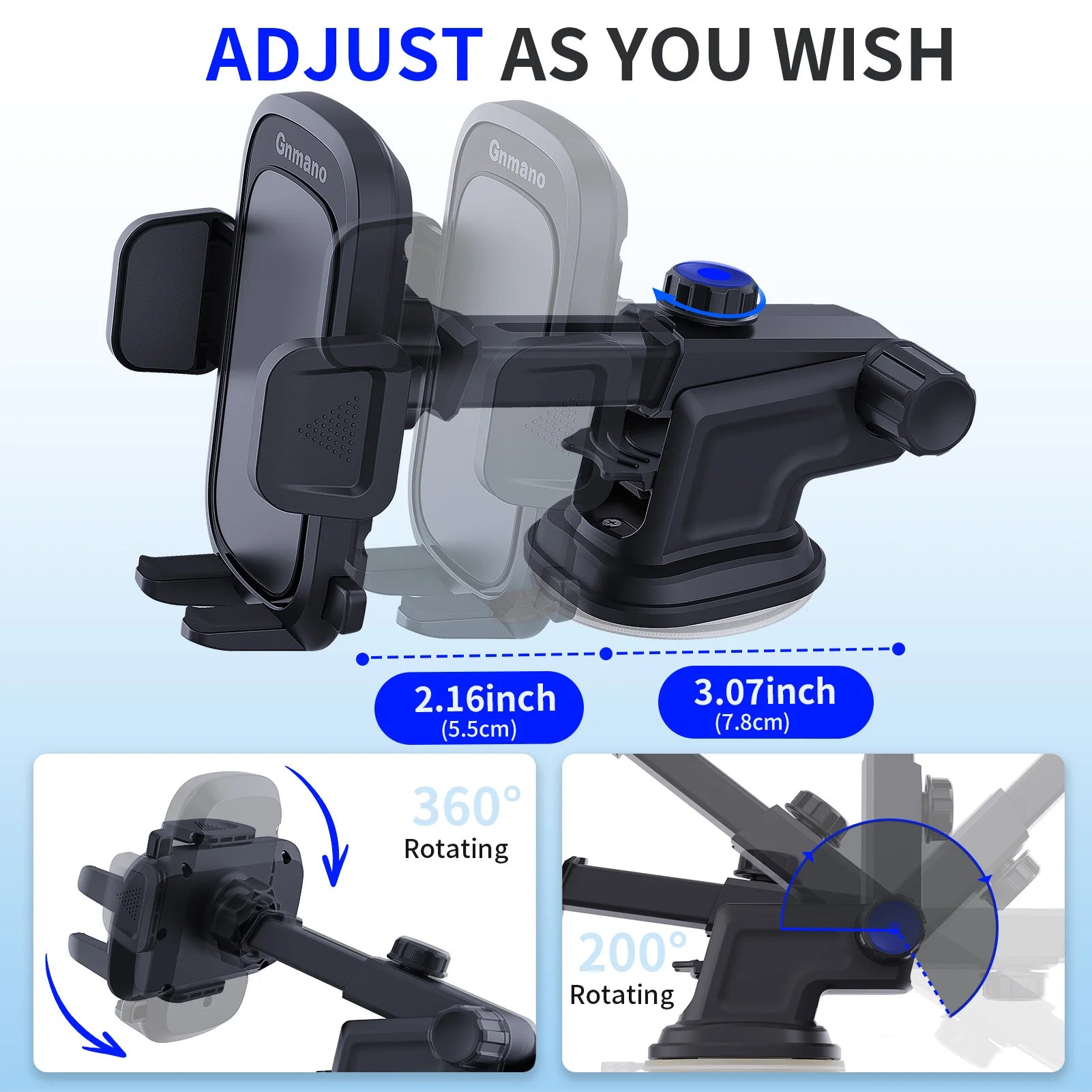 Car Phone Holder With Powerful Suction For Dashboard - Smarsty