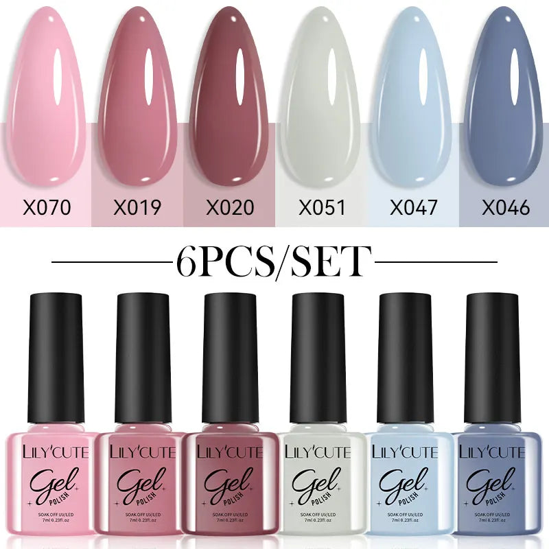 LILYCUTE 6 Piece Coffee Gel Nail Polish Set - Smarsty