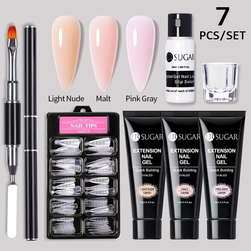 Nude Glitter Gel Nail Polish Kit for Long-Lasting Manicure - Smarsty